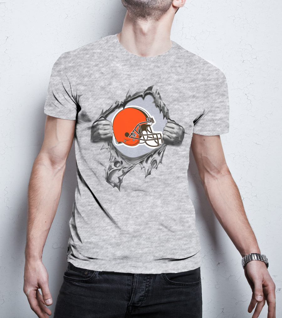 Cleveland Browns Helmet Burst Through T-Shirt