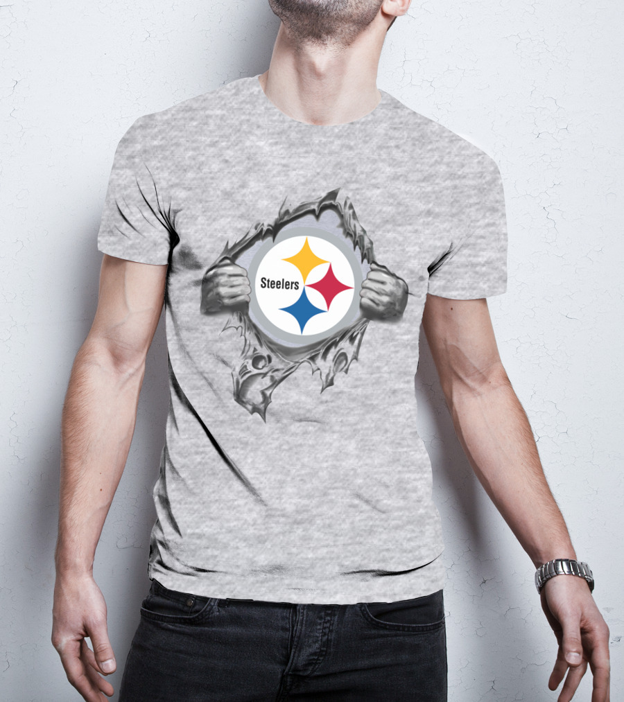 Pittsburgh Steelers Logo With Tearing Hands T-Shirt