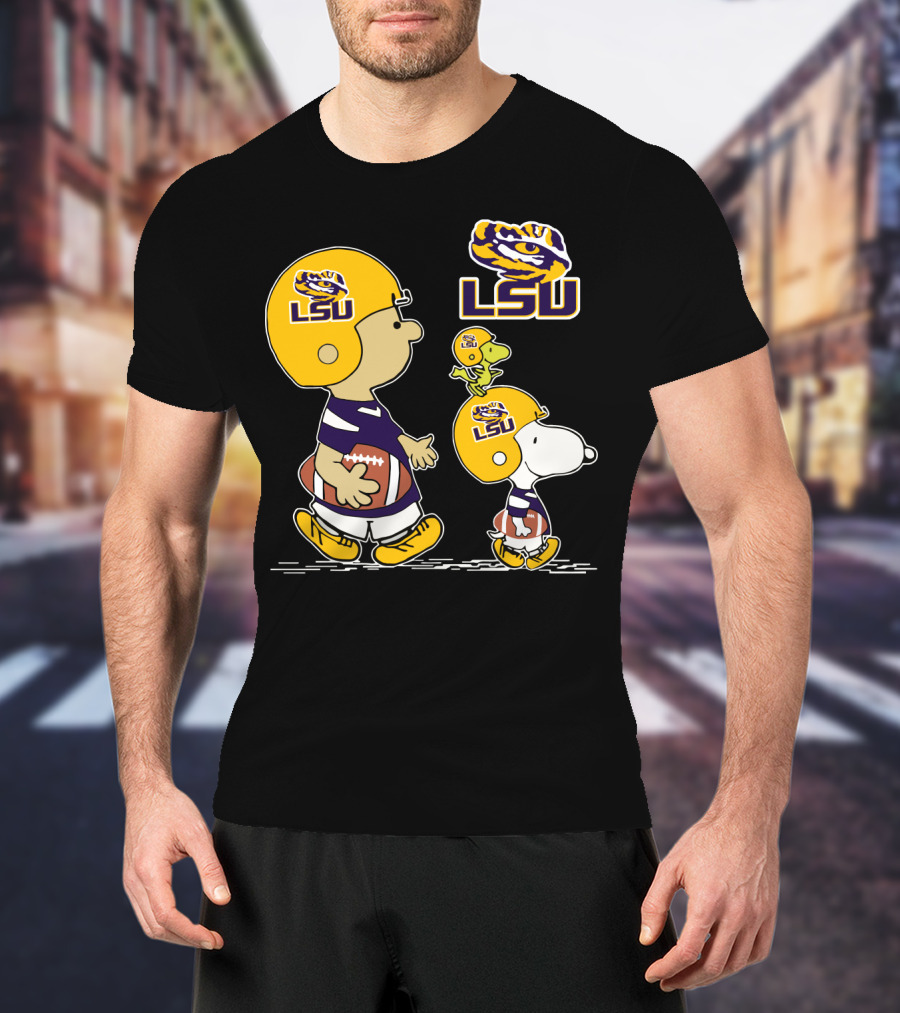 Lsu Tigers Football Peanuts Characters In Helmets T-Shirt
