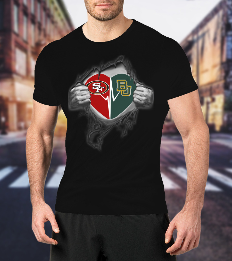 Baylor Bears San Francisco 49ers Heart T-Shirt