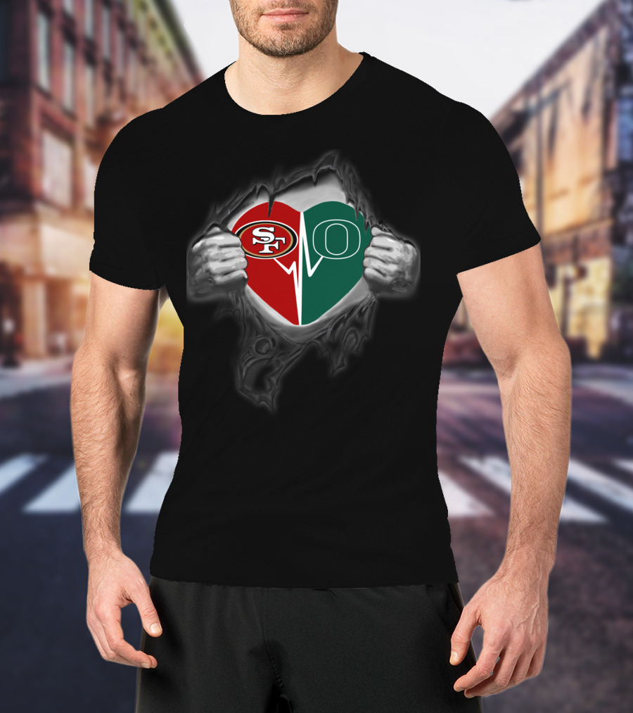 Oregon Ducks San Francisco 49ers Heart T-Shirt