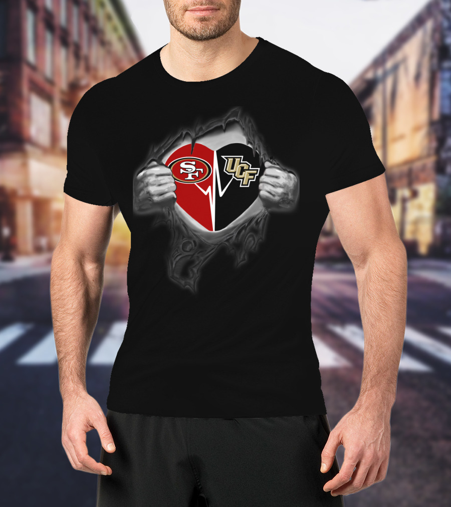 Ucf Knights San Francisco 49ers Split Heart T-Shirt