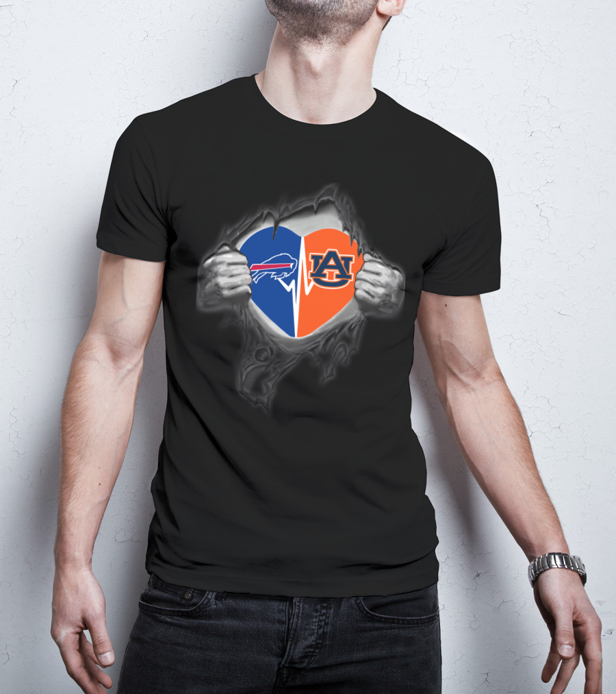 Buffalo Bills Auburn Tigers Heart Fusion T-Shirt