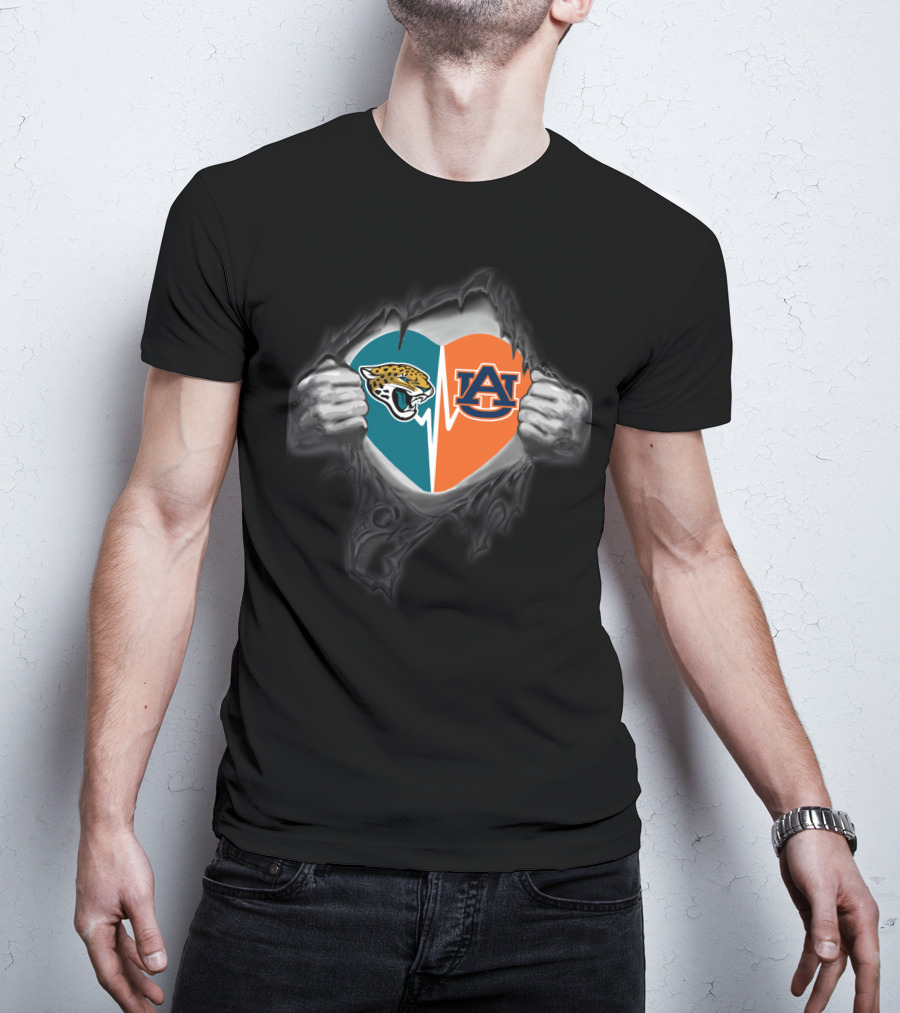 Jacksonville Jaguars Auburn Tigers Heart T-Shirt
