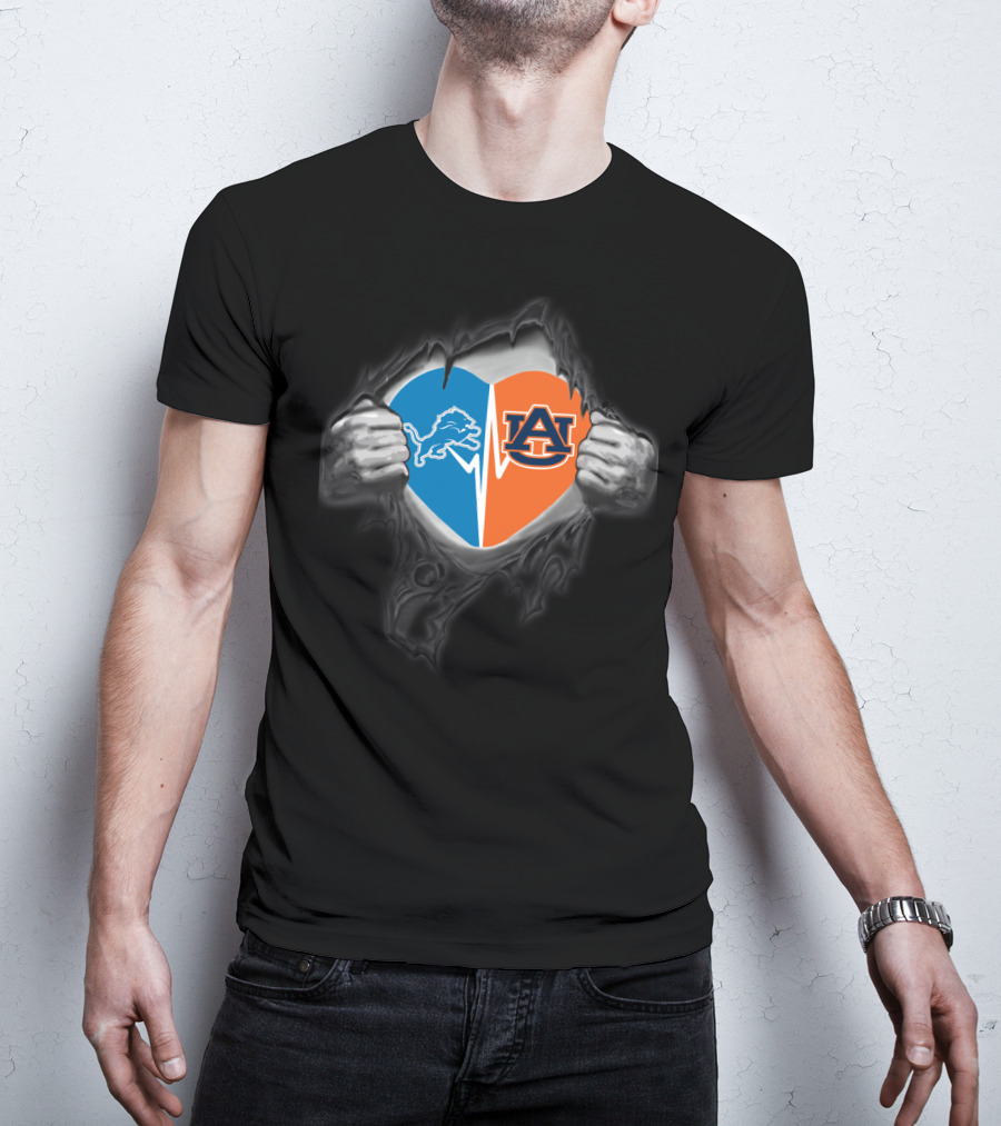 Detroit Lions Auburn University Heart T-Shirt