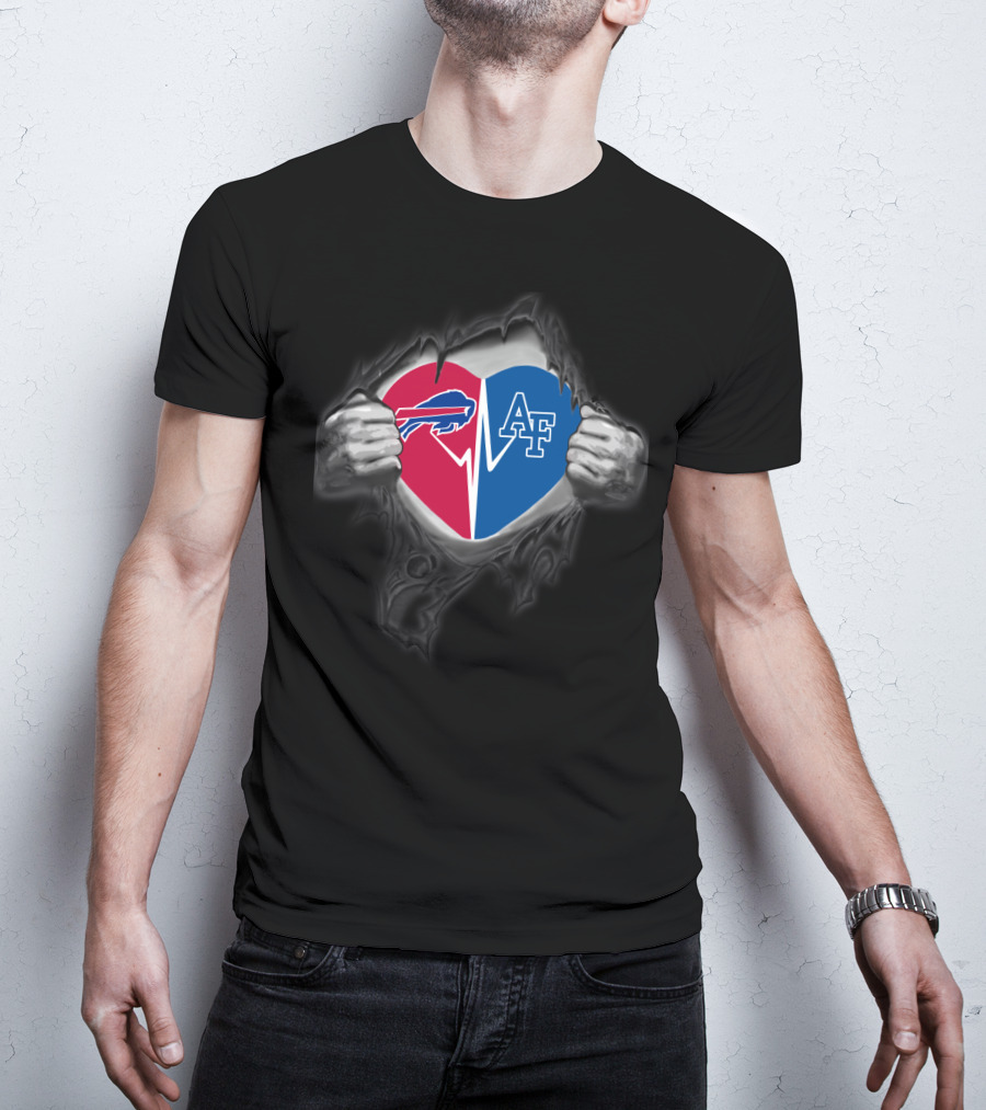 Bills Air Force Falcons Heart Logo Split T-Shirt