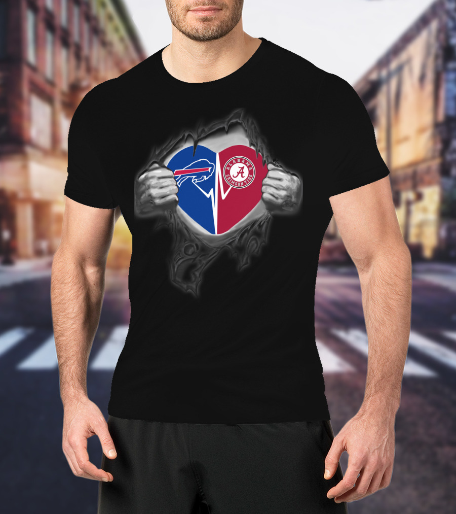 Bills Alabama Crimson Tide Heart Reveal T-Shirt