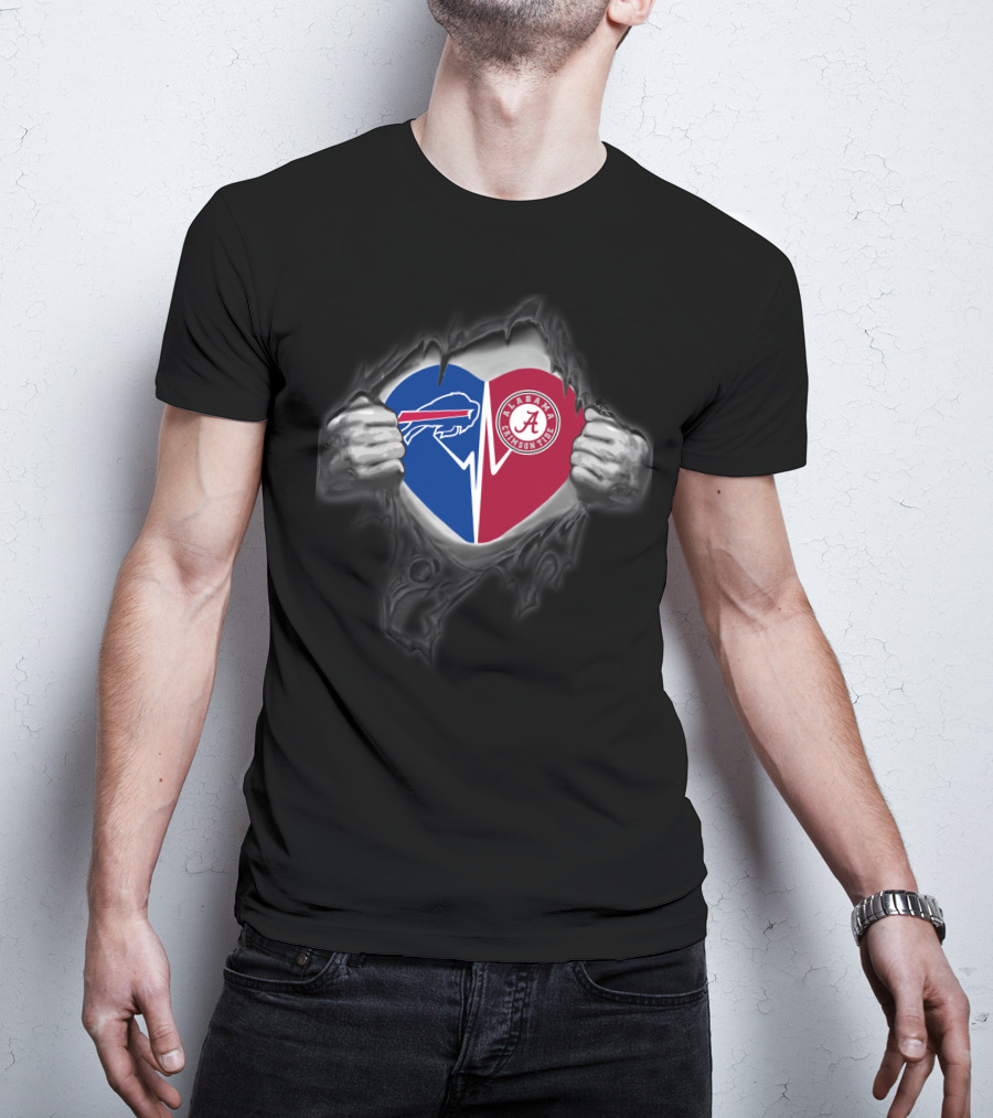 Bills Alabama Crimson Tide Heart Reveal T-Shirt