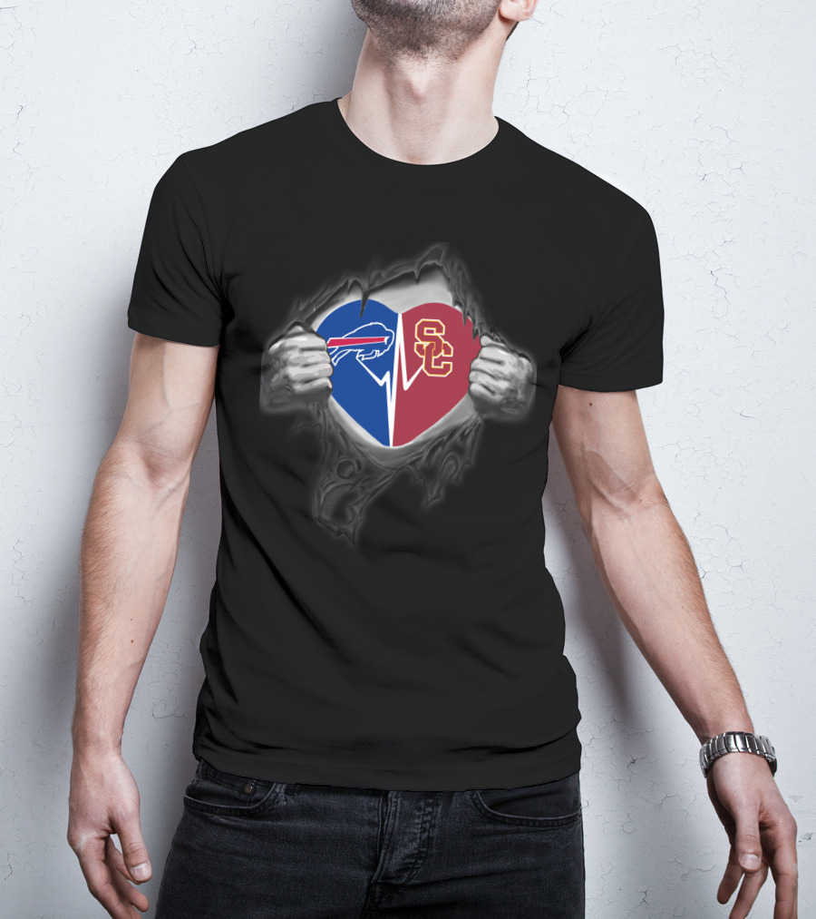 Buffalo Bills Usc Trojans Fan Heart T-Shirt