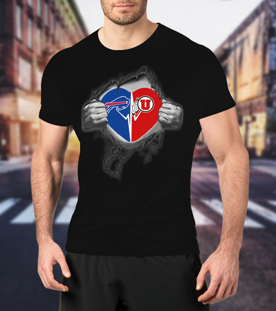 Buffalo Bills Utah Utes Heart Tear T-Shirt