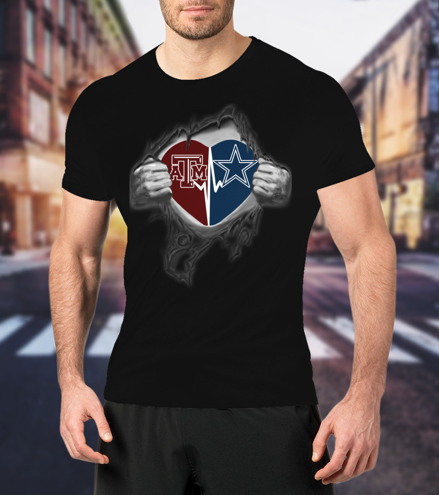 Texas A&M Aggies Cowboys Dual Heart T-Shirt