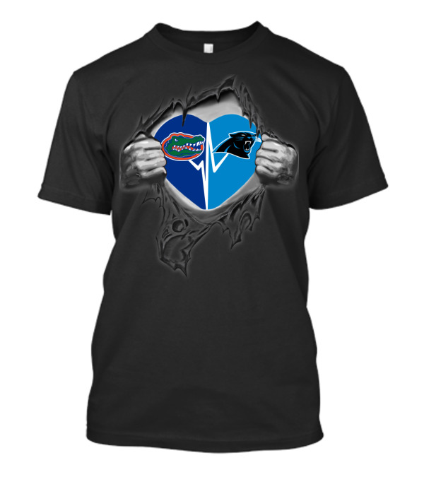 Florida Gators Carolina Panthers Heartbeat Fan Pride T-Shirt