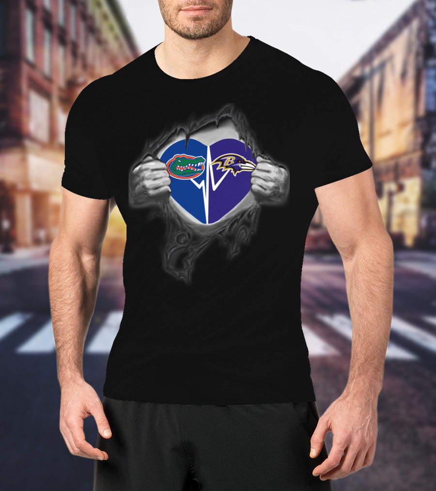Ravens Gators Heart Logo Mashup T-Shirt