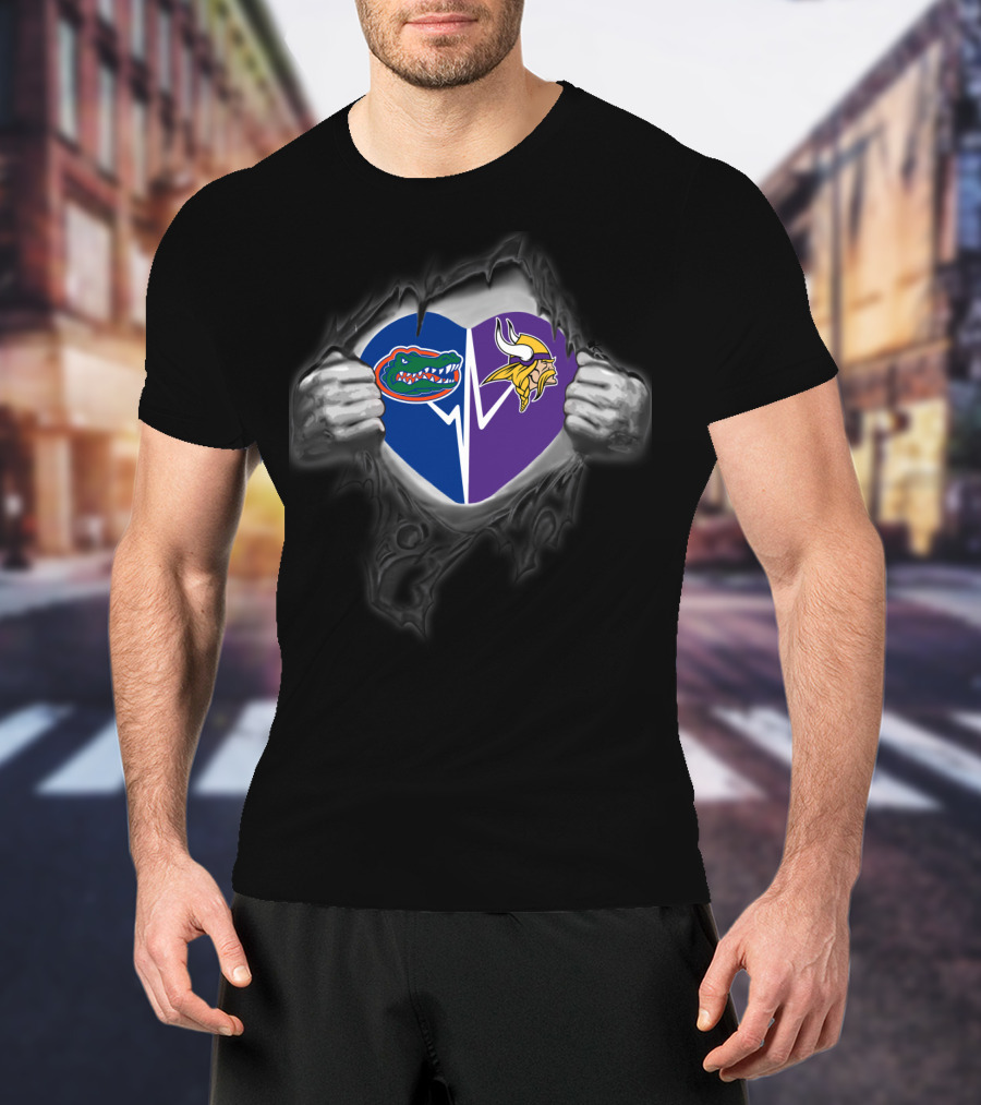 Minnesota Vikings Florida Gators Torn Heart T-Shirt