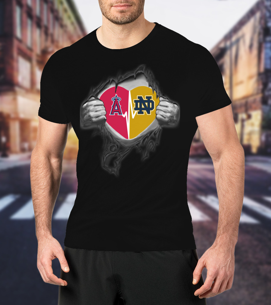 Los Angeles Angels Notre Dame Heart Combination T-Shirt