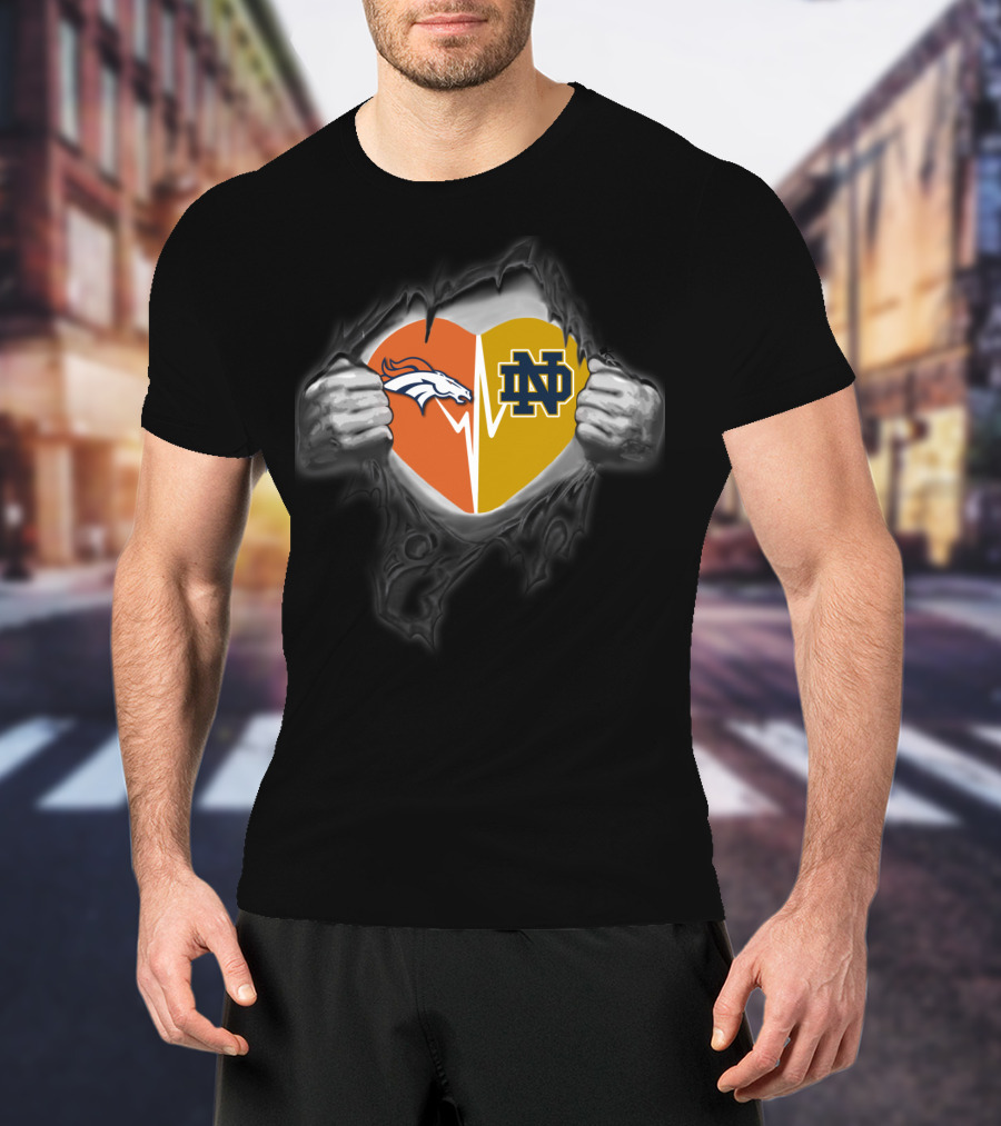 Broncos Notre Dame Heart Logo Fusion T-Shirt