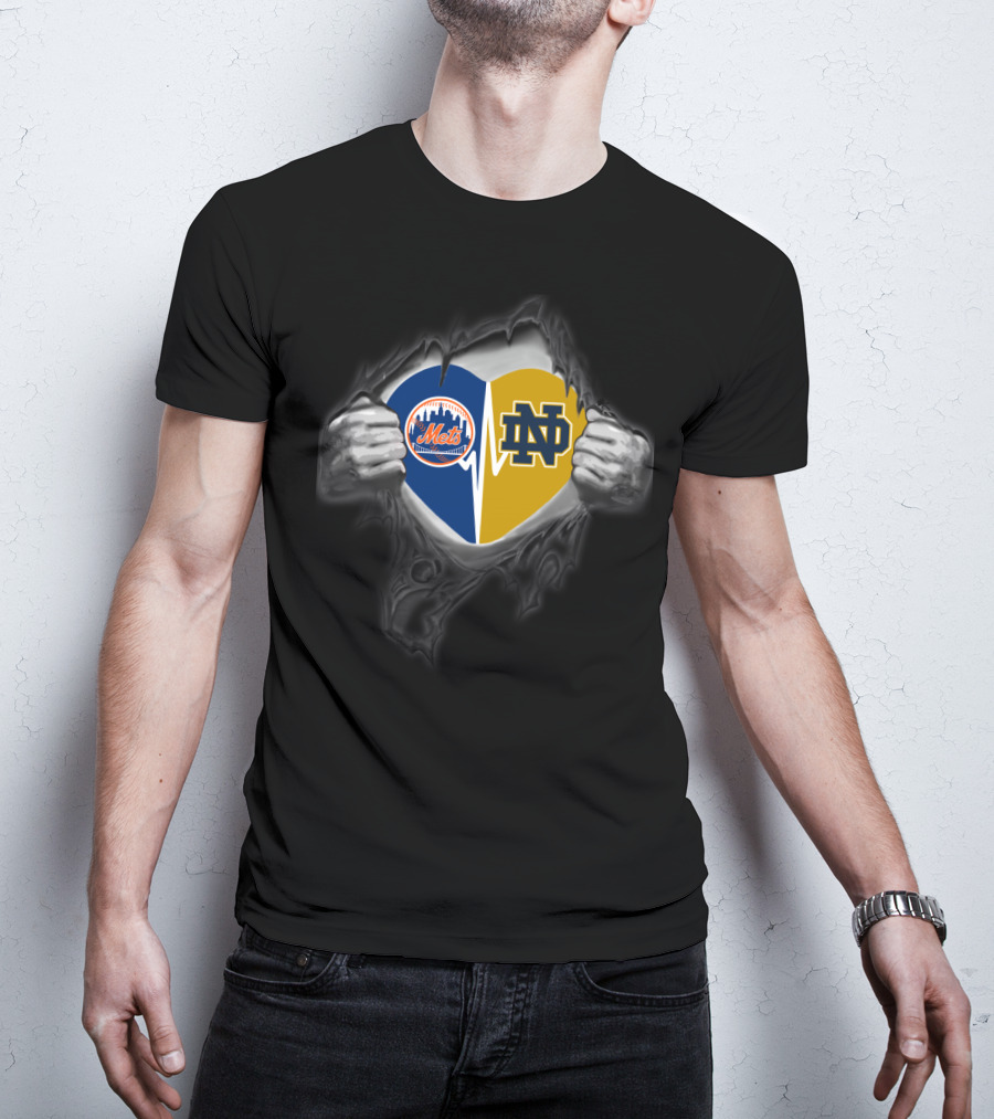 Mets Notre Dame Heart Symbol Collaboration T-Shirt