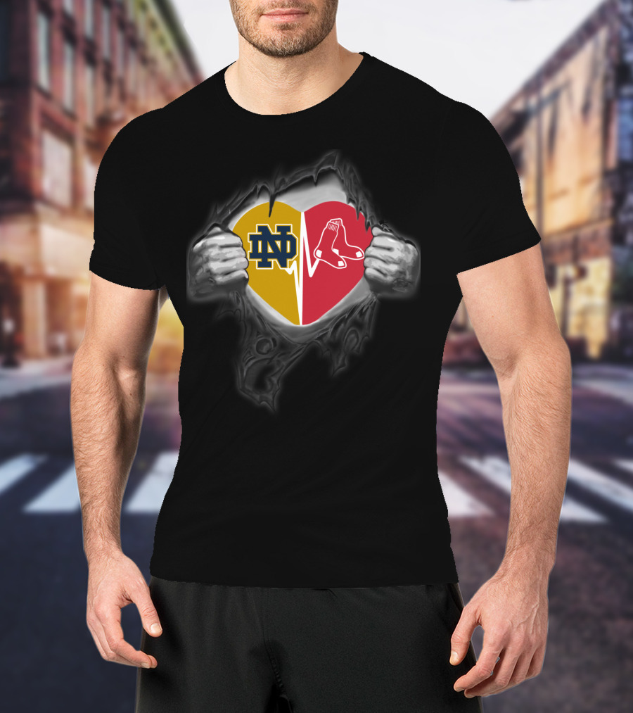 Notre Dame Boston Red Sox Heart T-Shirt