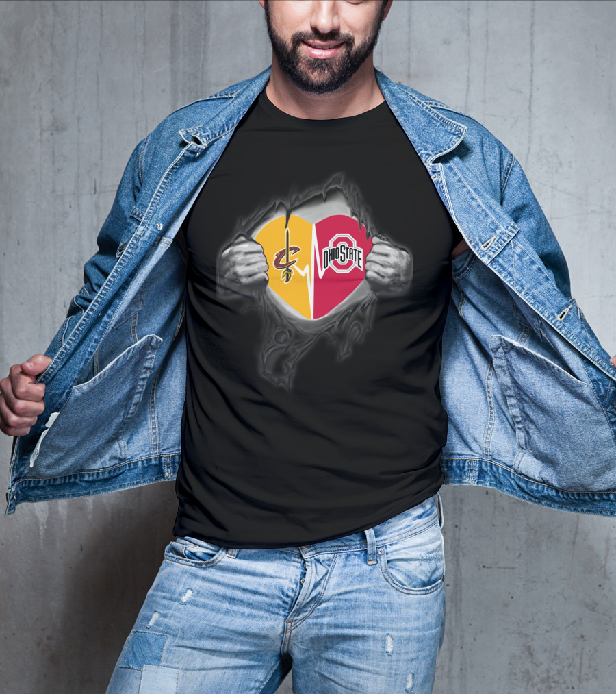 Cleveland Cavaliers Ohio State Buckeyes Heart Symbol T-Shirt