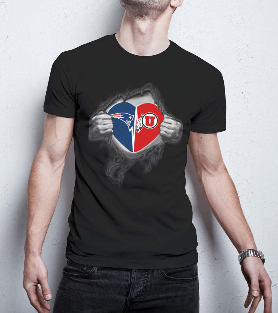 New England Patriots Heart Utah Utes Fans T-Shirt