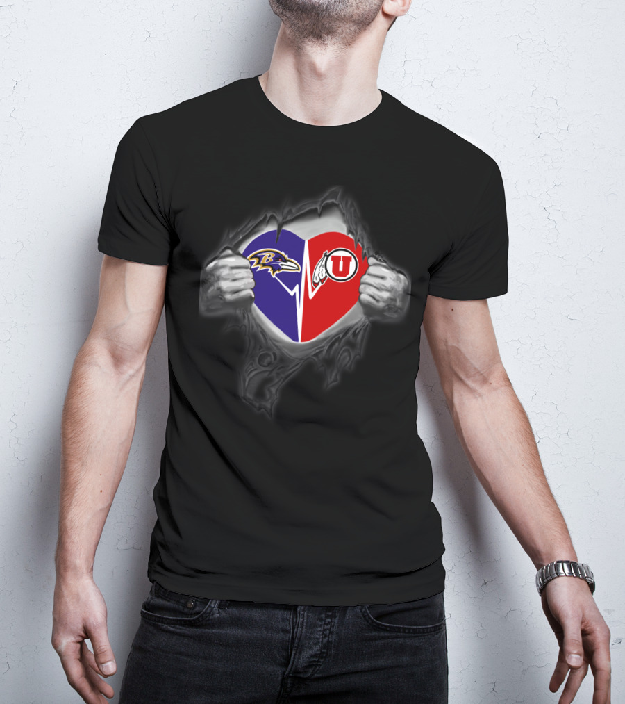 Baltimore Ravens Utah Utes Heart T-Shirt