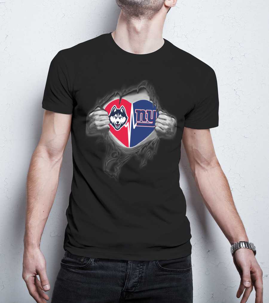 Giants Uconn Huskies Heart Logo Collaboration T-Shirt