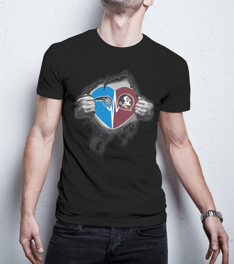 Orlando Magic Seminoles Heart Split T-Shirt
