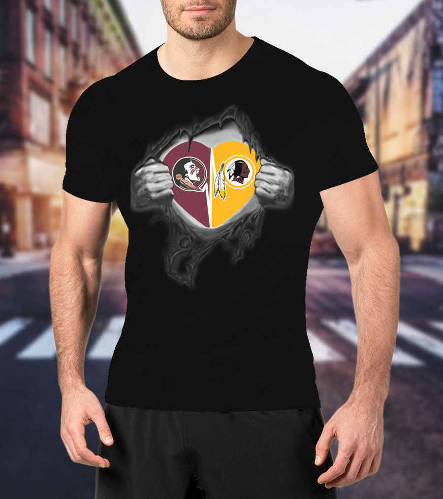 Seminoles Redskins Heart Pull T-Shirt