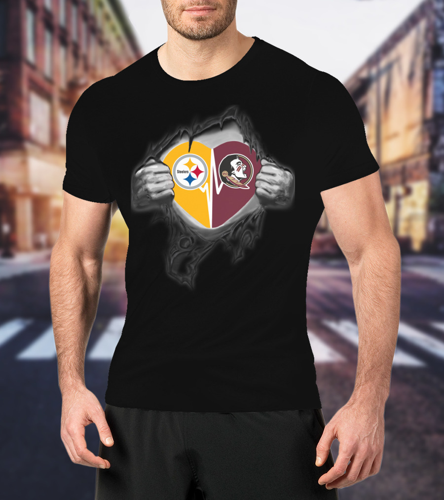 Seminoles Steelers Heart T-Shirt