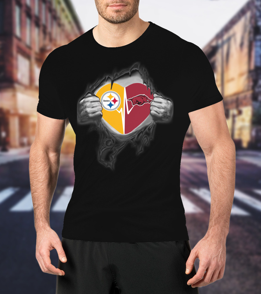 Steelers Heartbeat Arkansas Razorbacks Fusion T-Shirt