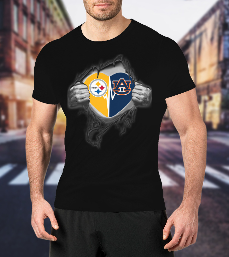 Steelers Auburn Heart Logo Fusion T-Shirt