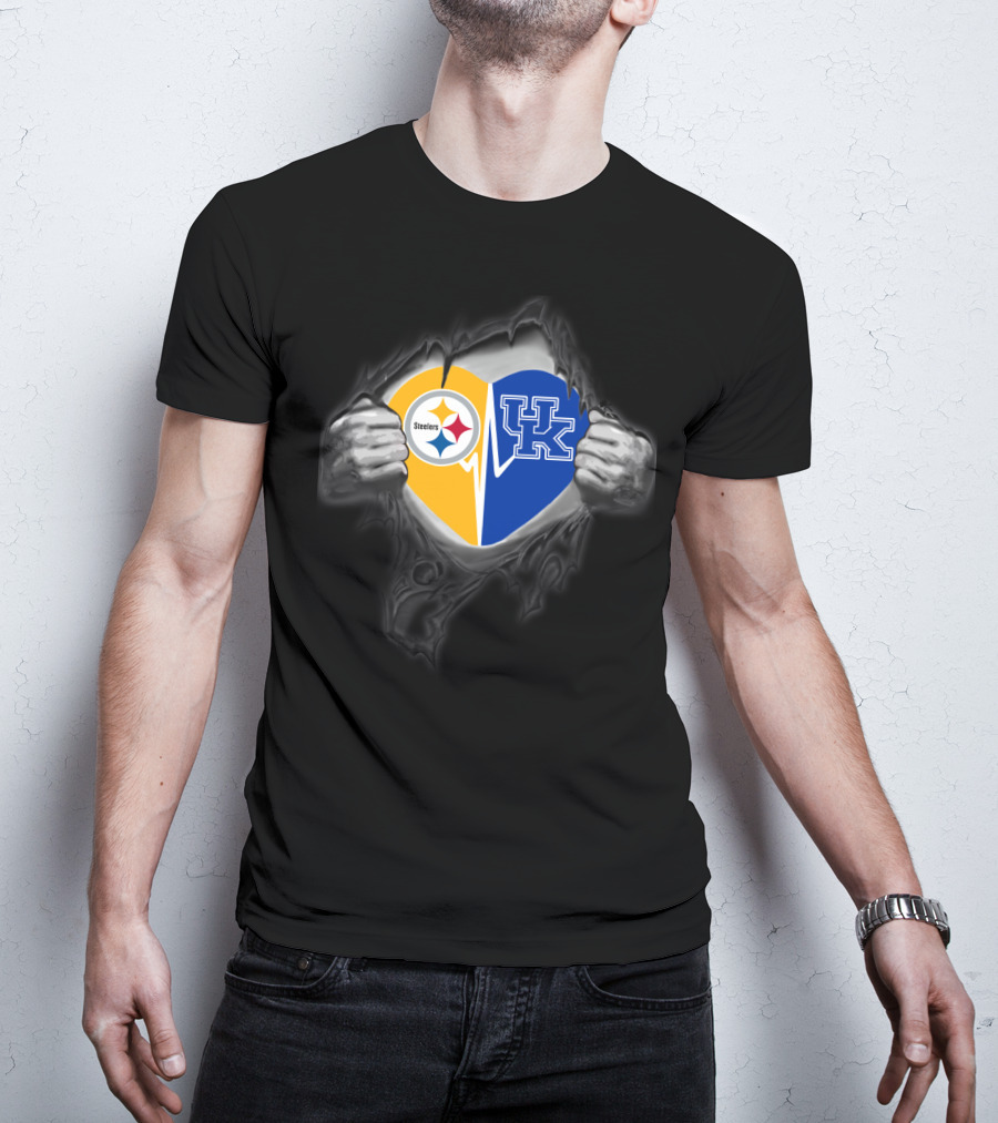 Steelers Heart Kentucky Wildcats Fan Combination T-Shirt