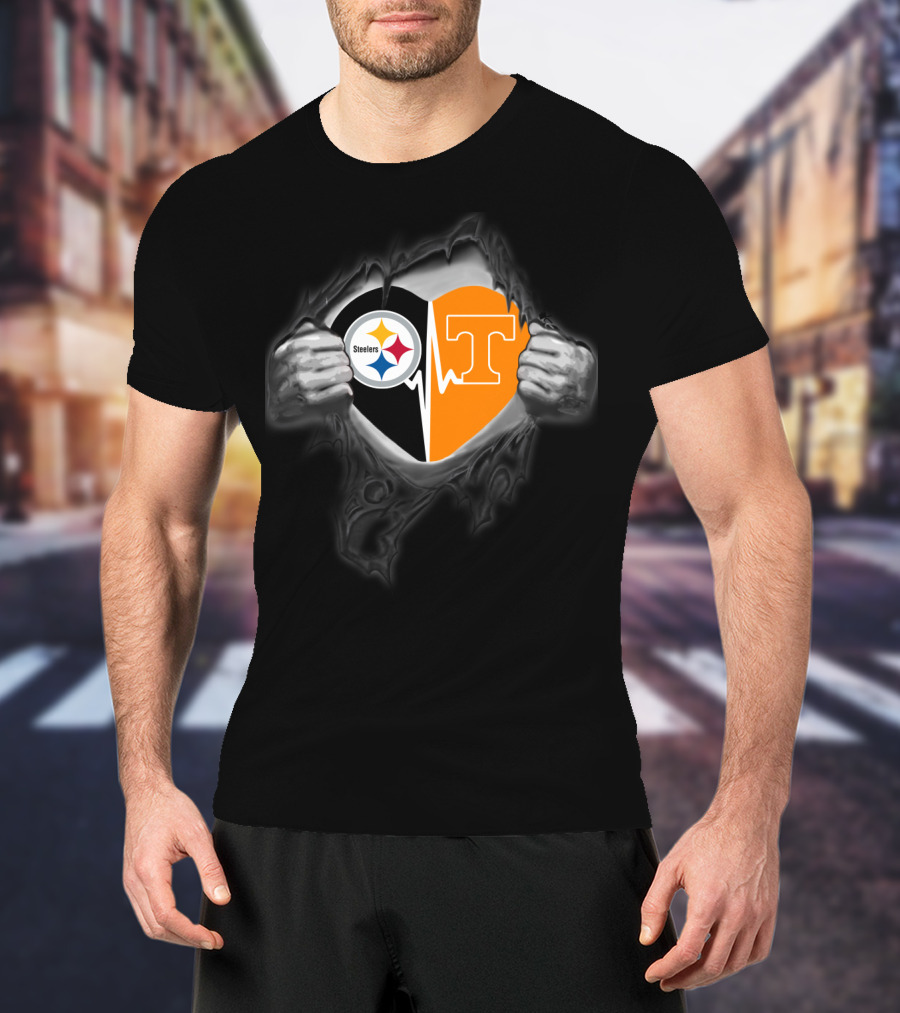 Steelers Tennessee Volunteers Heart Logo Fusion T-Shirt
