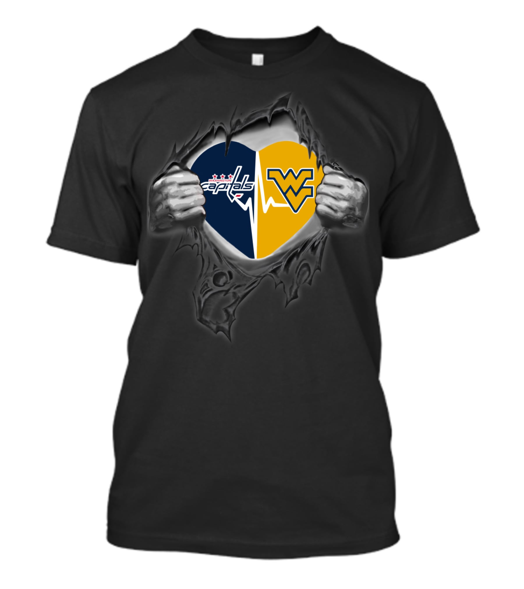 Capitals Heartbeat West Virginia Mountaineers Logo Fusion T-Shirt