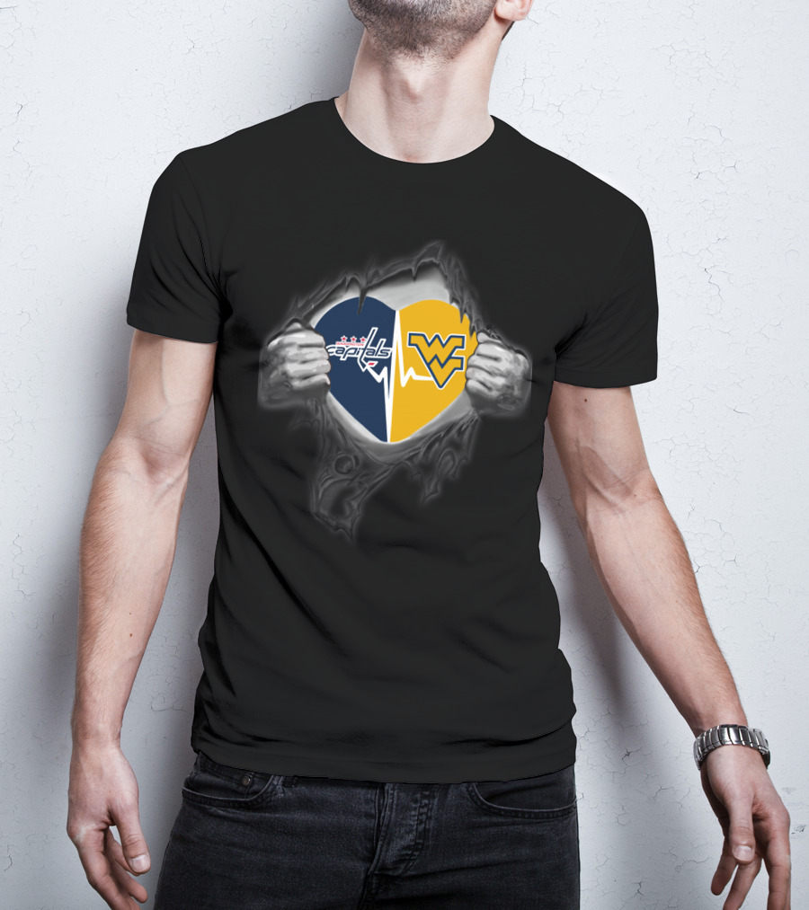Capitals Heartbeat West Virginia Mountaineers Logo Fusion T-Shirt