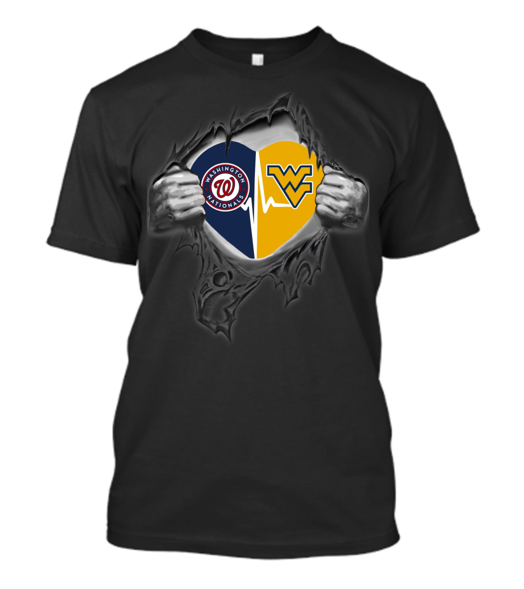 Washington Nationals West Virginia Mountaineers Heart T-Shirt