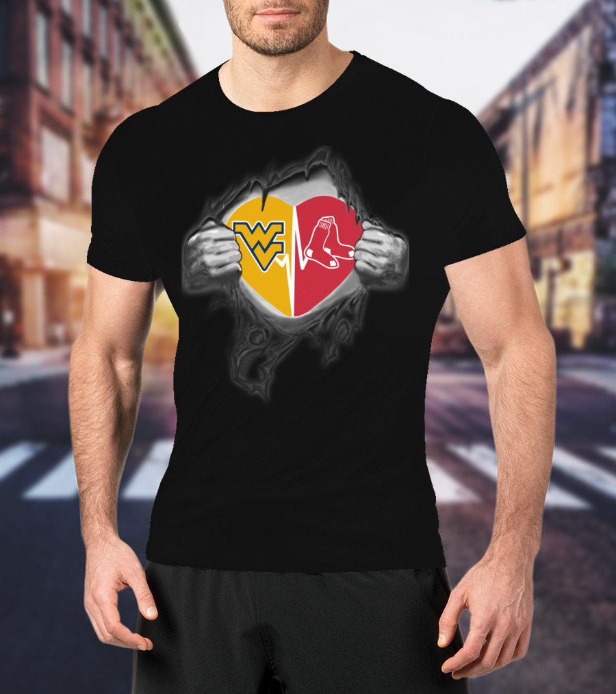 Red Sox Wvu Mountaineers Heart T-Shirt
