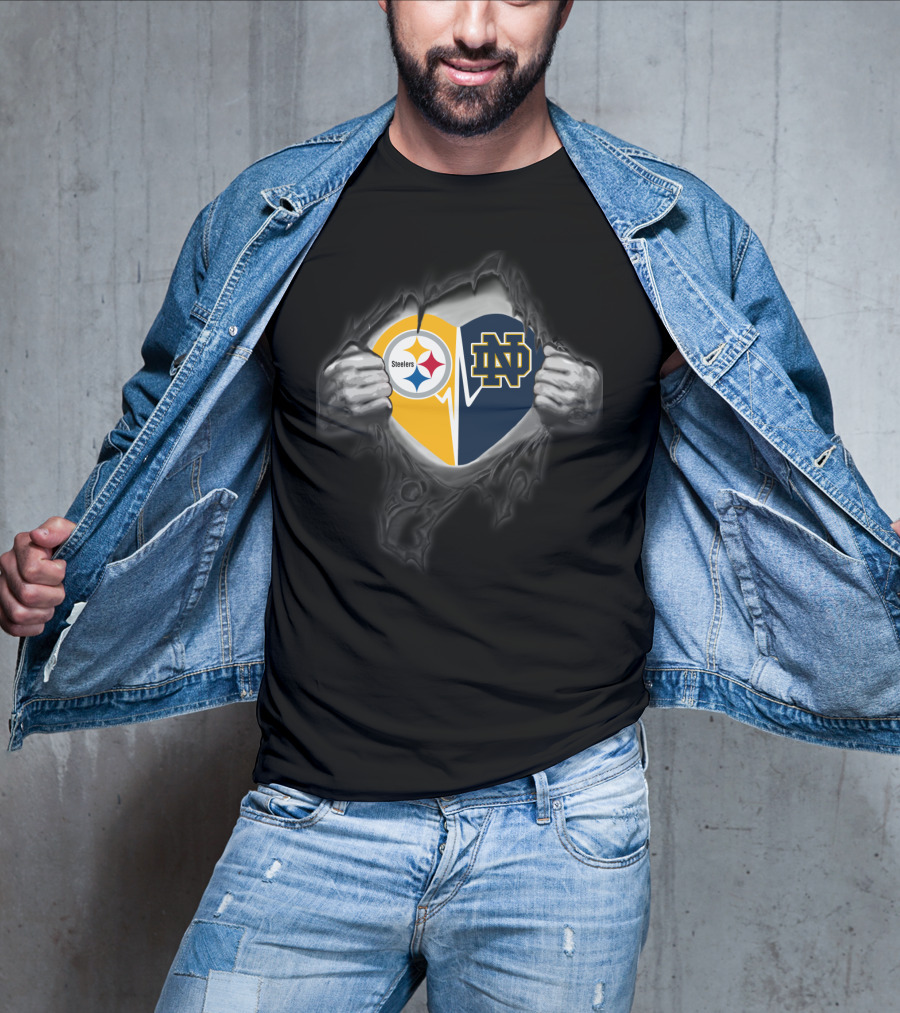 Steelers Notre Dame Heart Logo Fusion T-Shirt