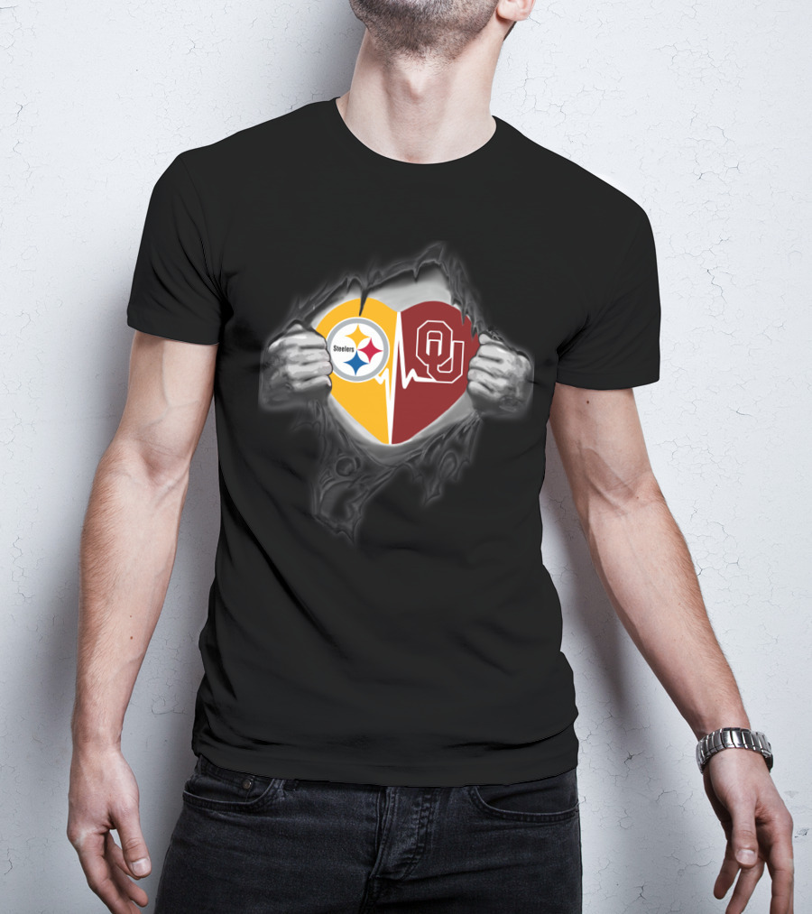 Steelers Heartbeat Oklahoma Sooners Fan Pride T-Shirt