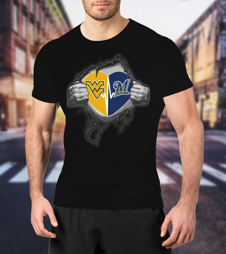 Brewers West Virginia Mountaineers Heart T-Shirt
