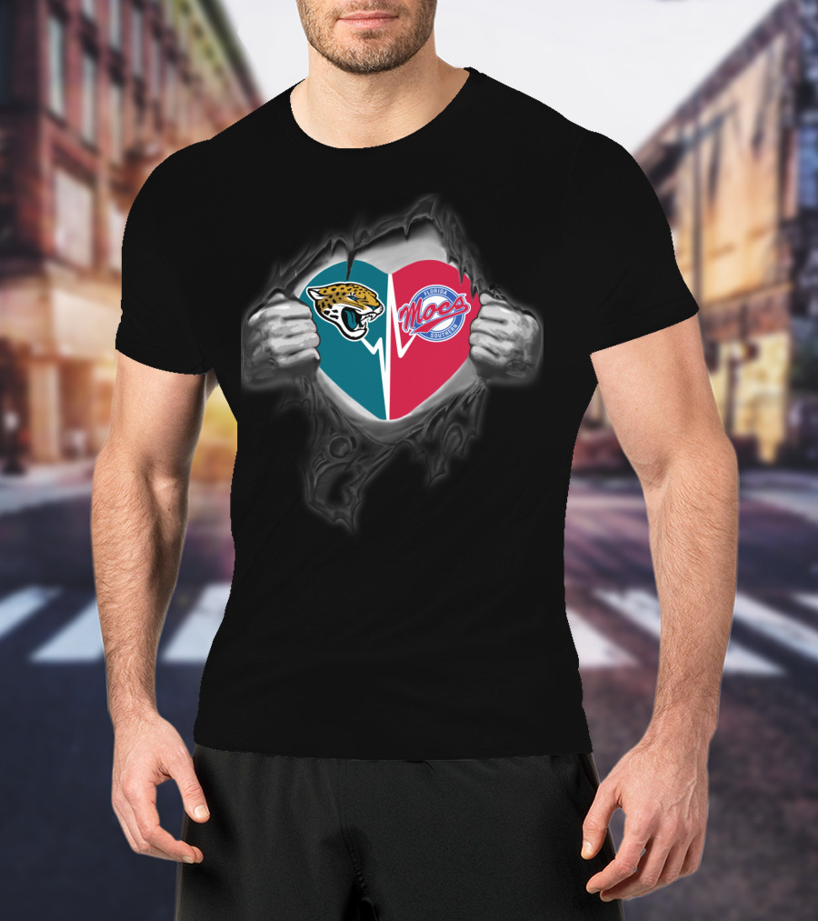 Jacksonville Jaguars Florida Southern Moccasins Heart Burst T-Shirt
