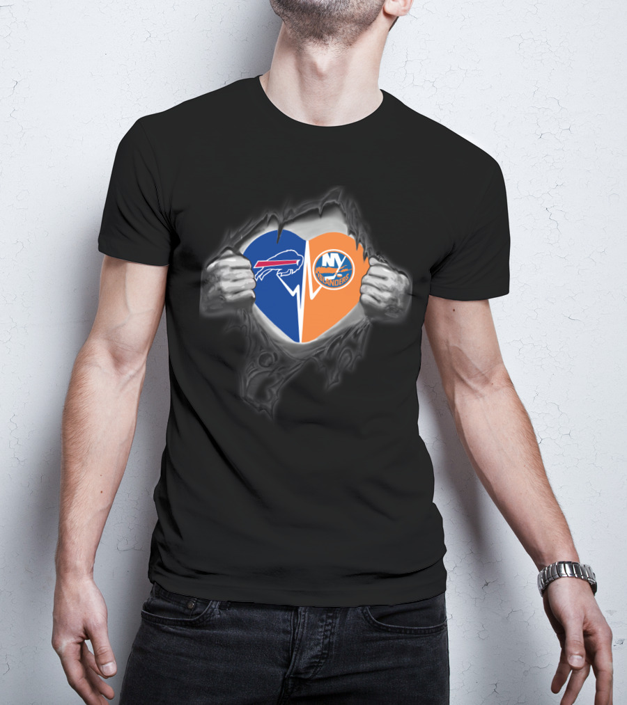 Buffalo Bills Heart Ny Islanders Fan Pride T-Shirt