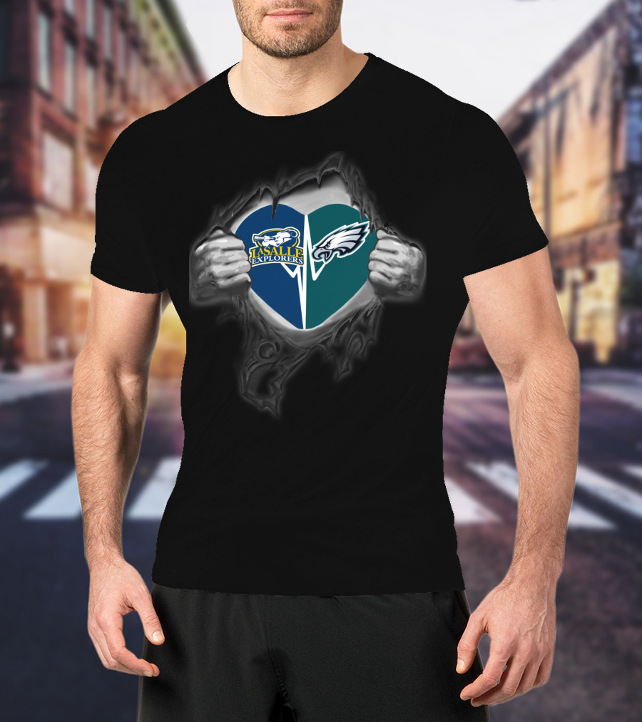 La Salle Explorers And Philadelphia Eagles Heart T-Shirt