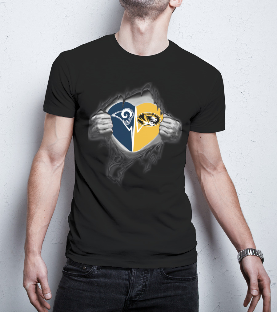 Rams Missouri Tigers Heart Split T-Shirt