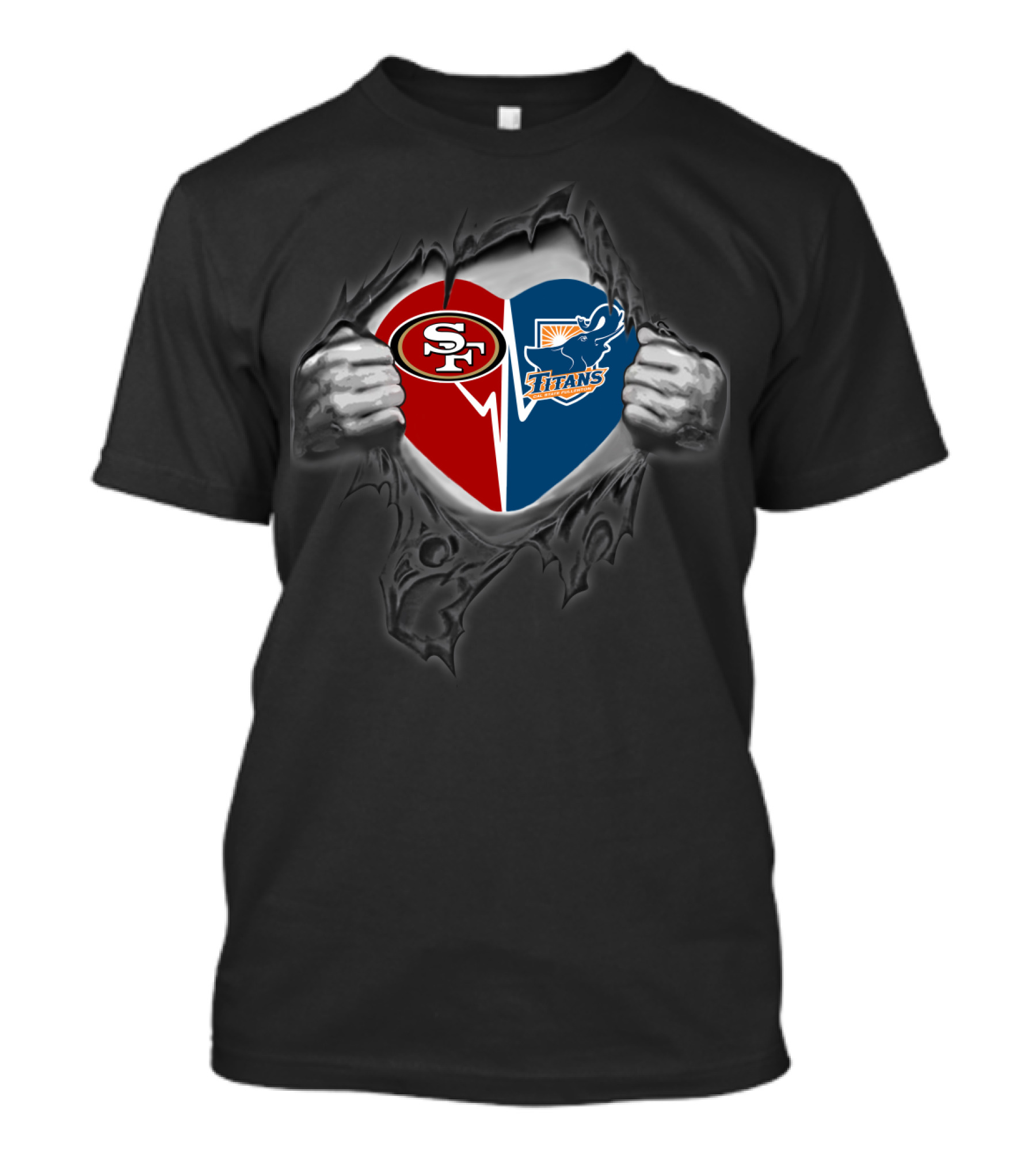 San Francisco 49ers Cal State Fullerton Titans Heart T-Shirt