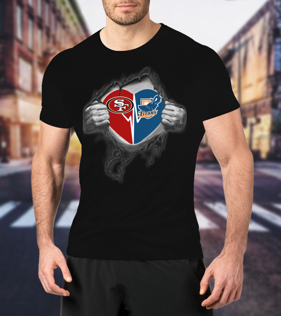 San Francisco 49ers Cal State Fullerton Titans Heart T-Shirt