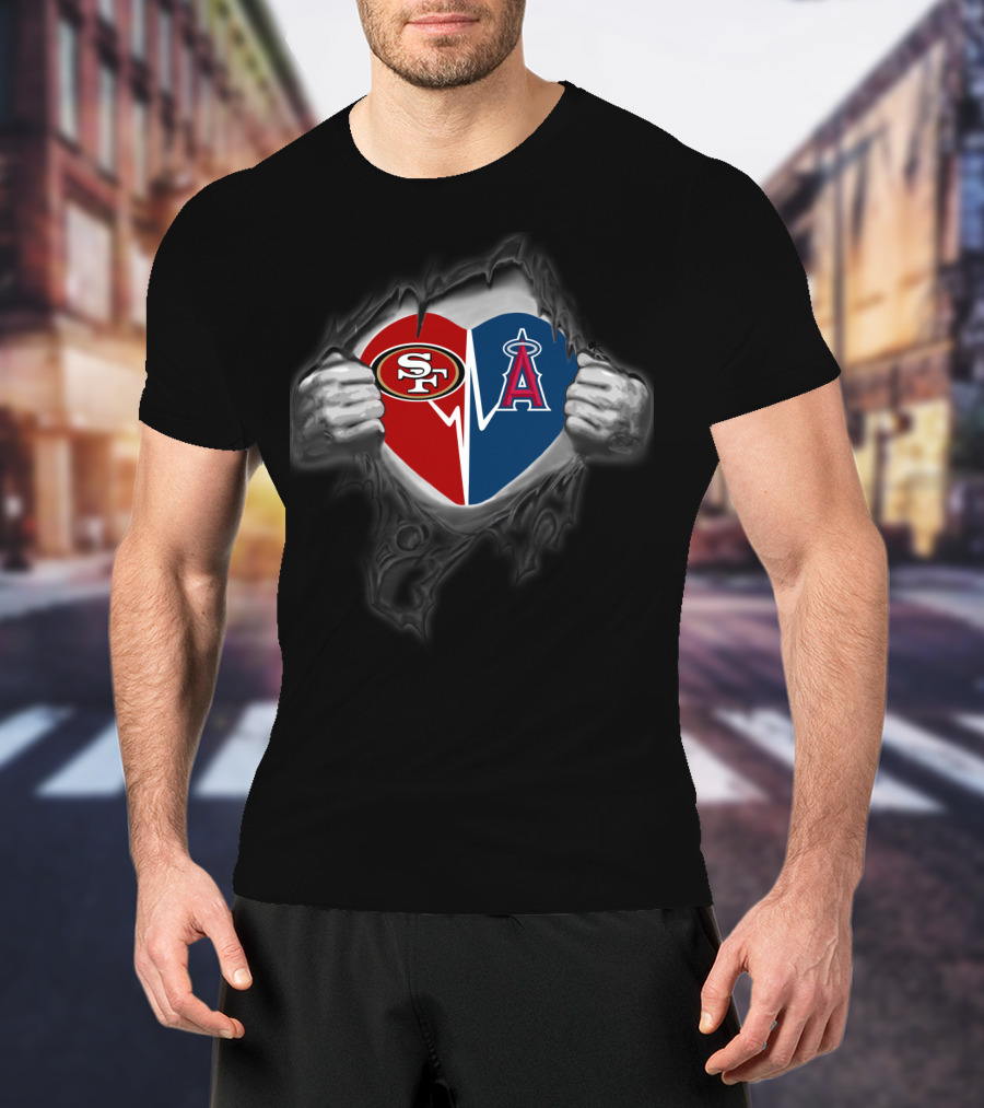 49ers Logo Heart Los Angeles Angels T-Shirt