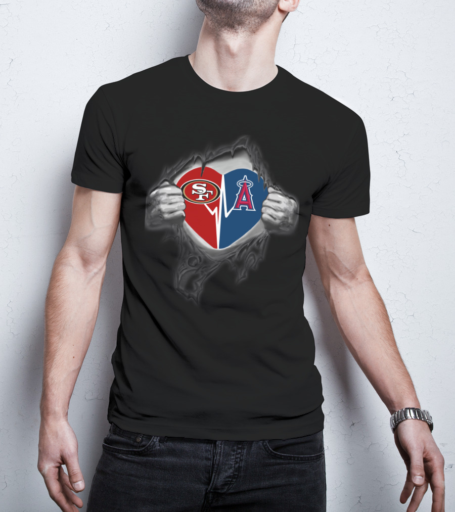 49ers Logo Heart Los Angeles Angels T-Shirt