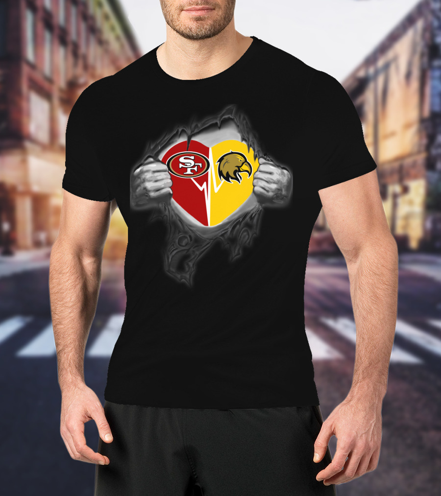 San Francisco 49ers Golden Eagles Heart T-Shirt