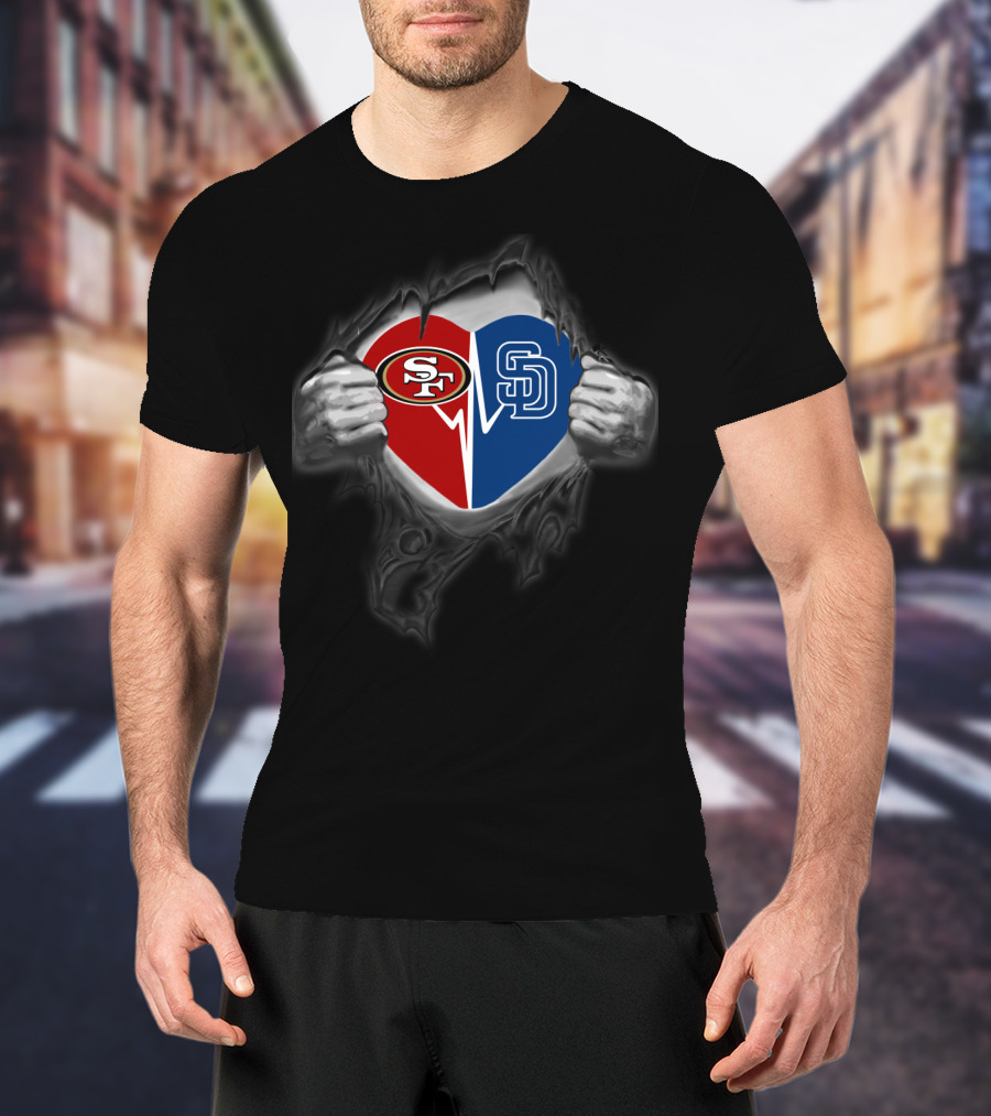 49ers Sf And Sd Padres Heart T-Shirt